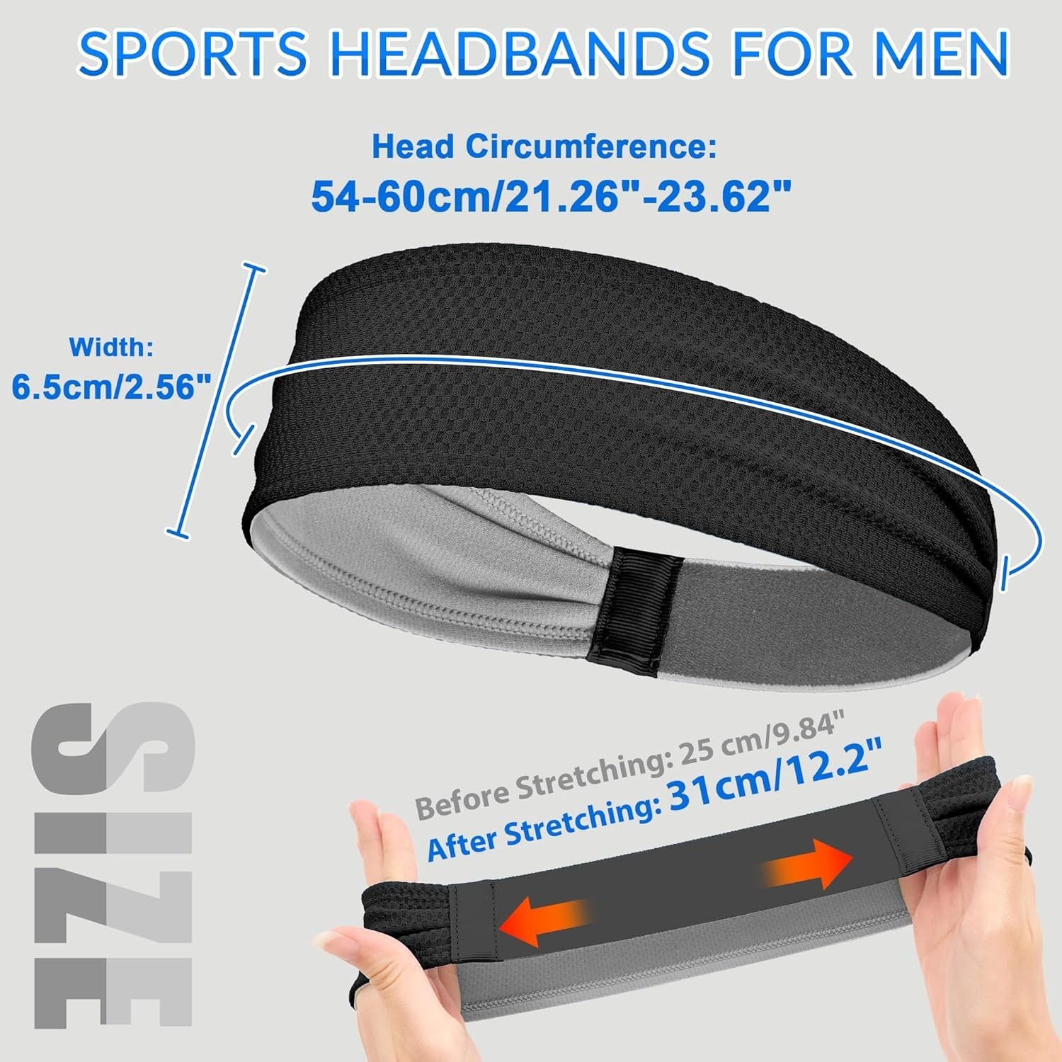 Sports Headbands for Men, Moisture Wicking Sweat Bands Headbands Non Black