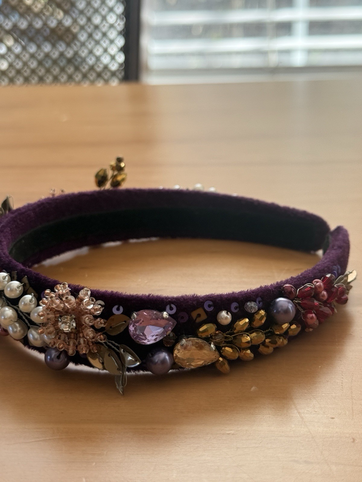 Handmade Beaded Headband Ukraine Crystal Pearl Embellished Floral Hairband New