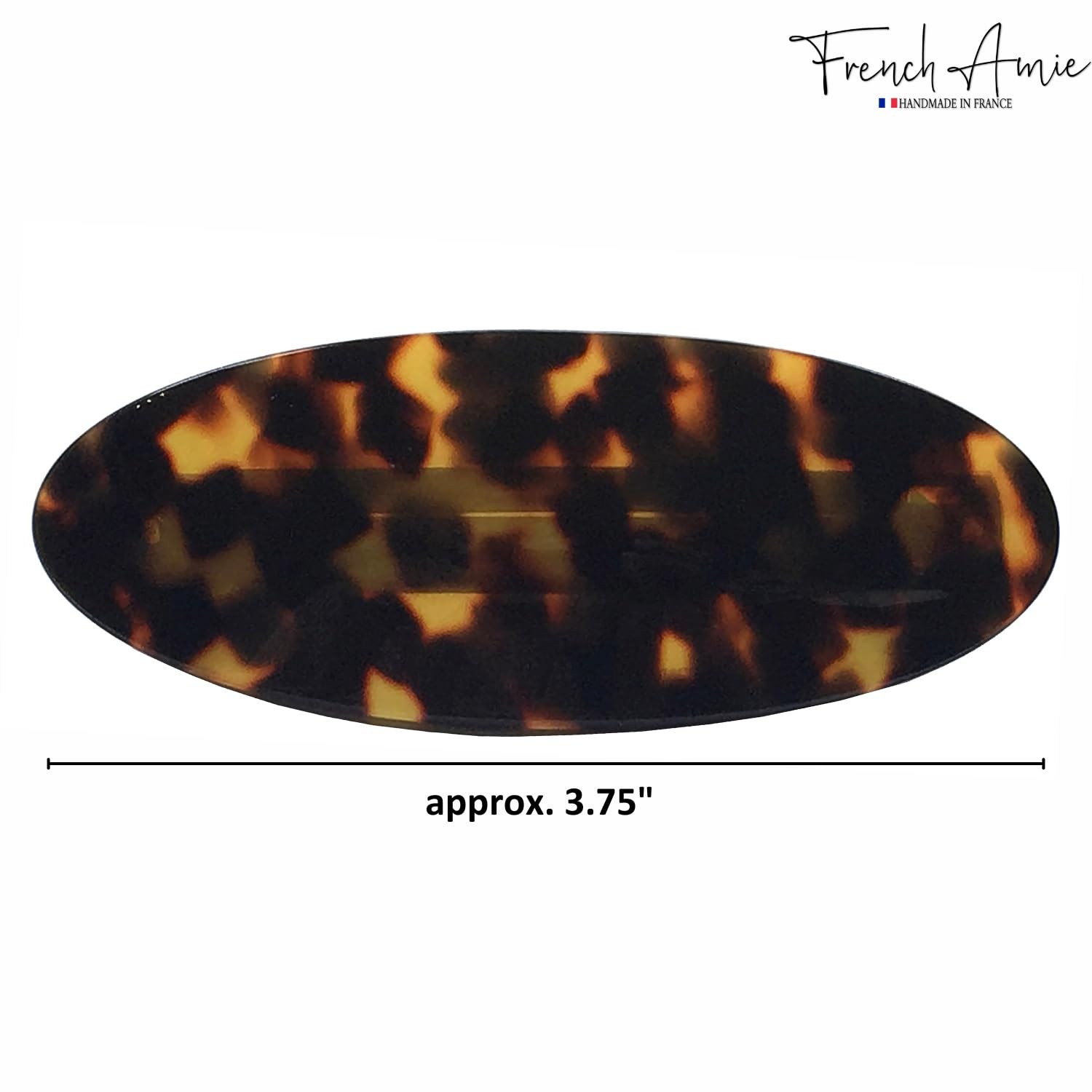 French Amie Fine Oval Medium Celluloid Handmade Automatic Hair Clip Barrette