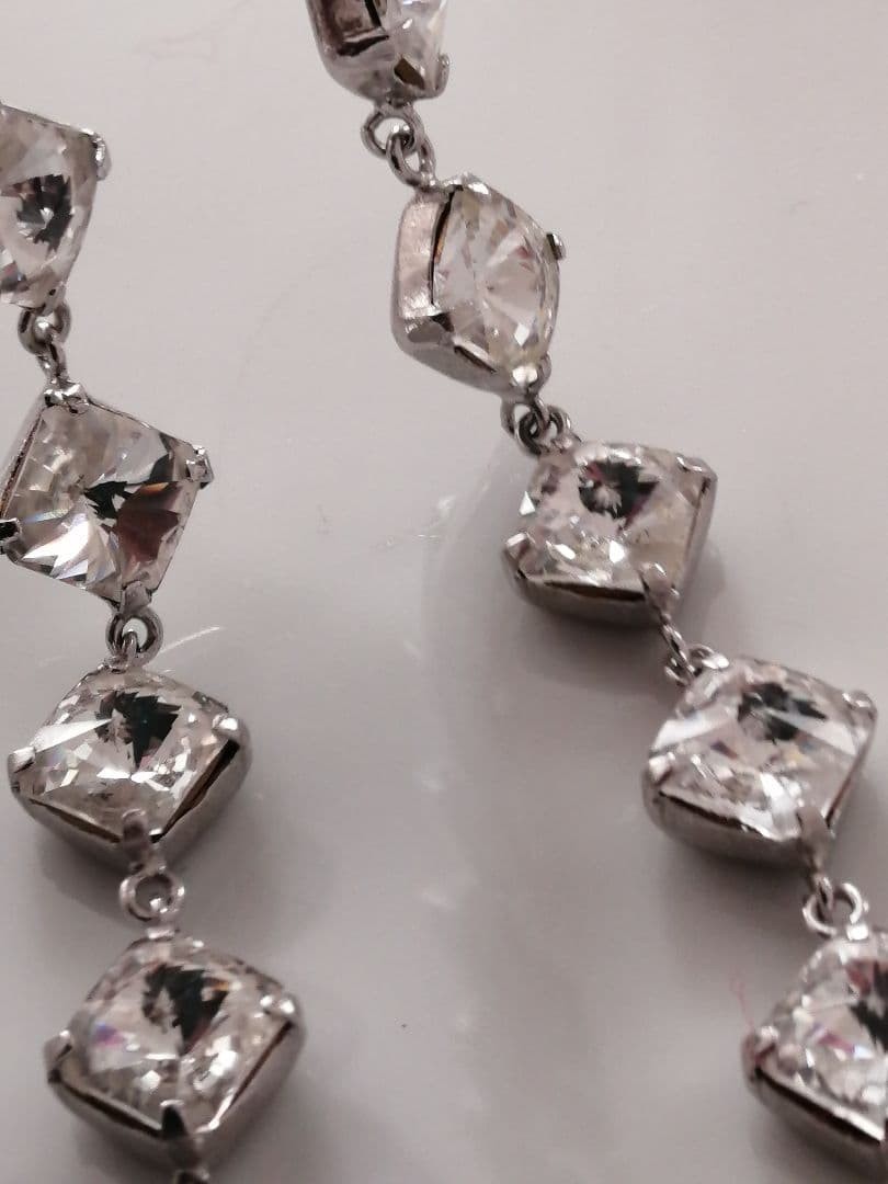 Thierry Mugler Vintage Necklace Silver Crystal Diamond Cut Design Used From JP