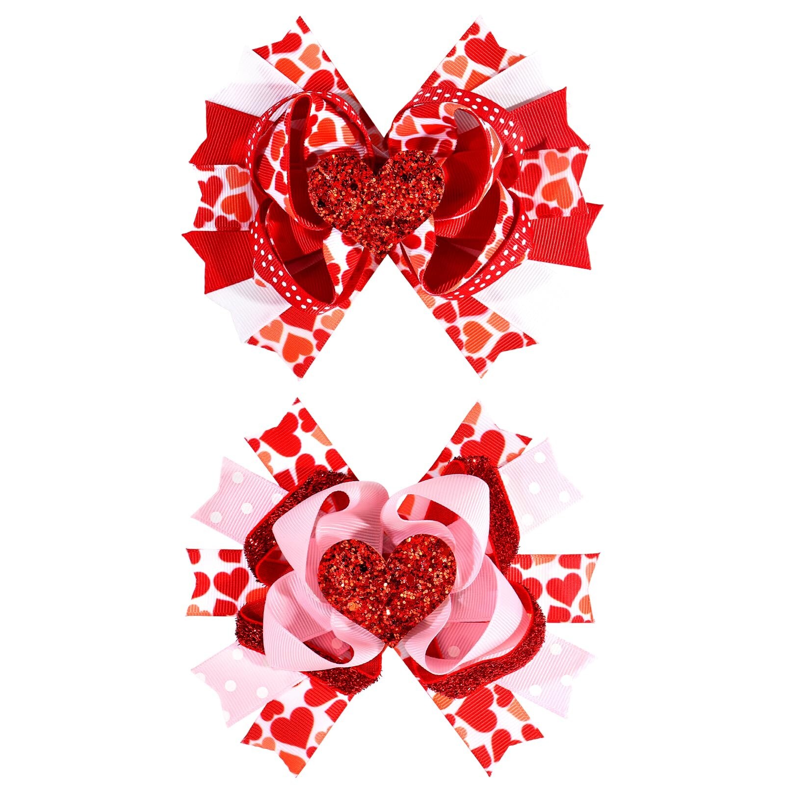 ANBALA Red Heart Hair Clips (2PCS) – 5.0″ x 5.5″ – Women, Girls – Valentines …