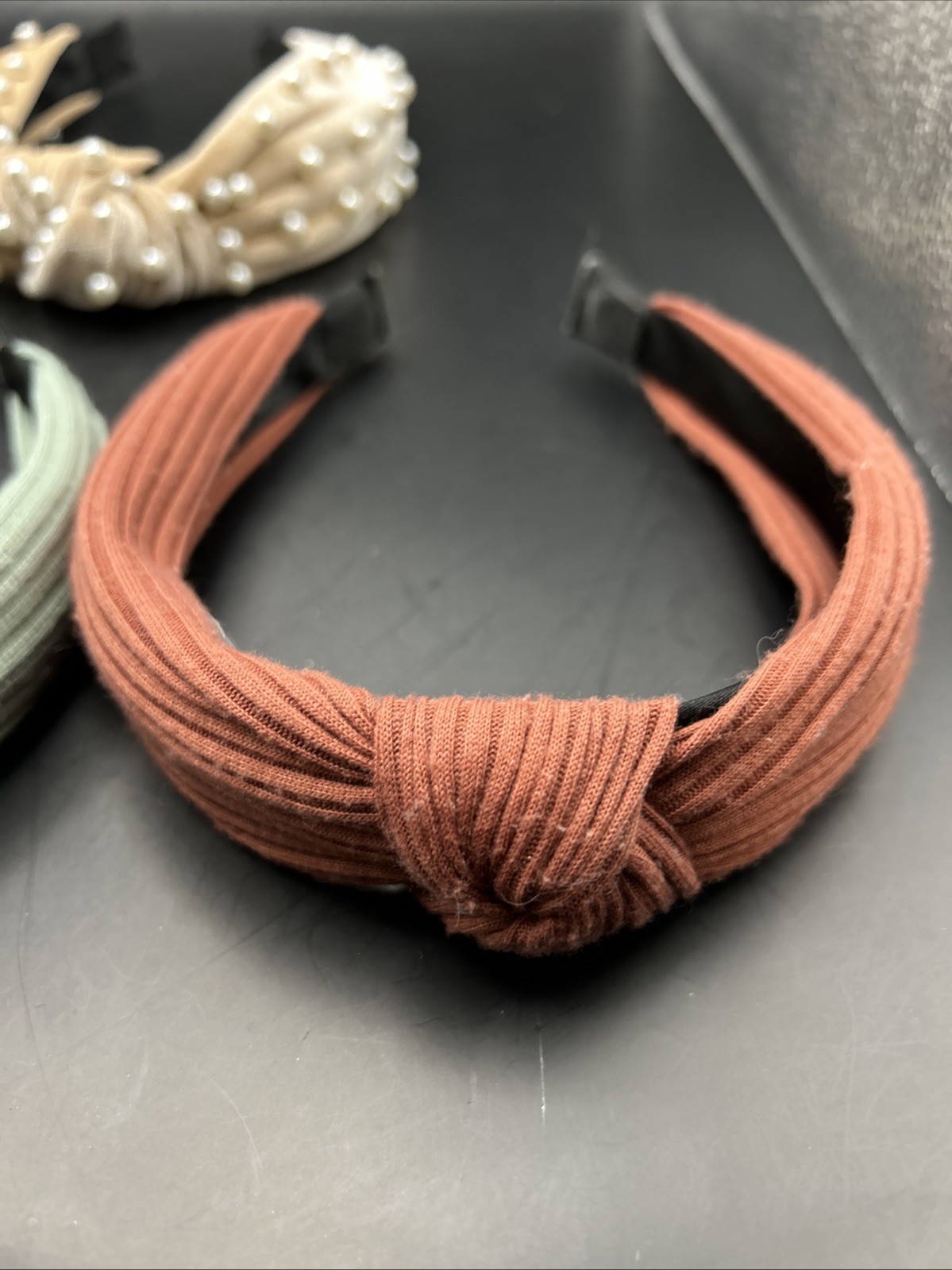 Velvet Faux Pearl Fabric Knotted Headband Lot Set of 5 BB26
