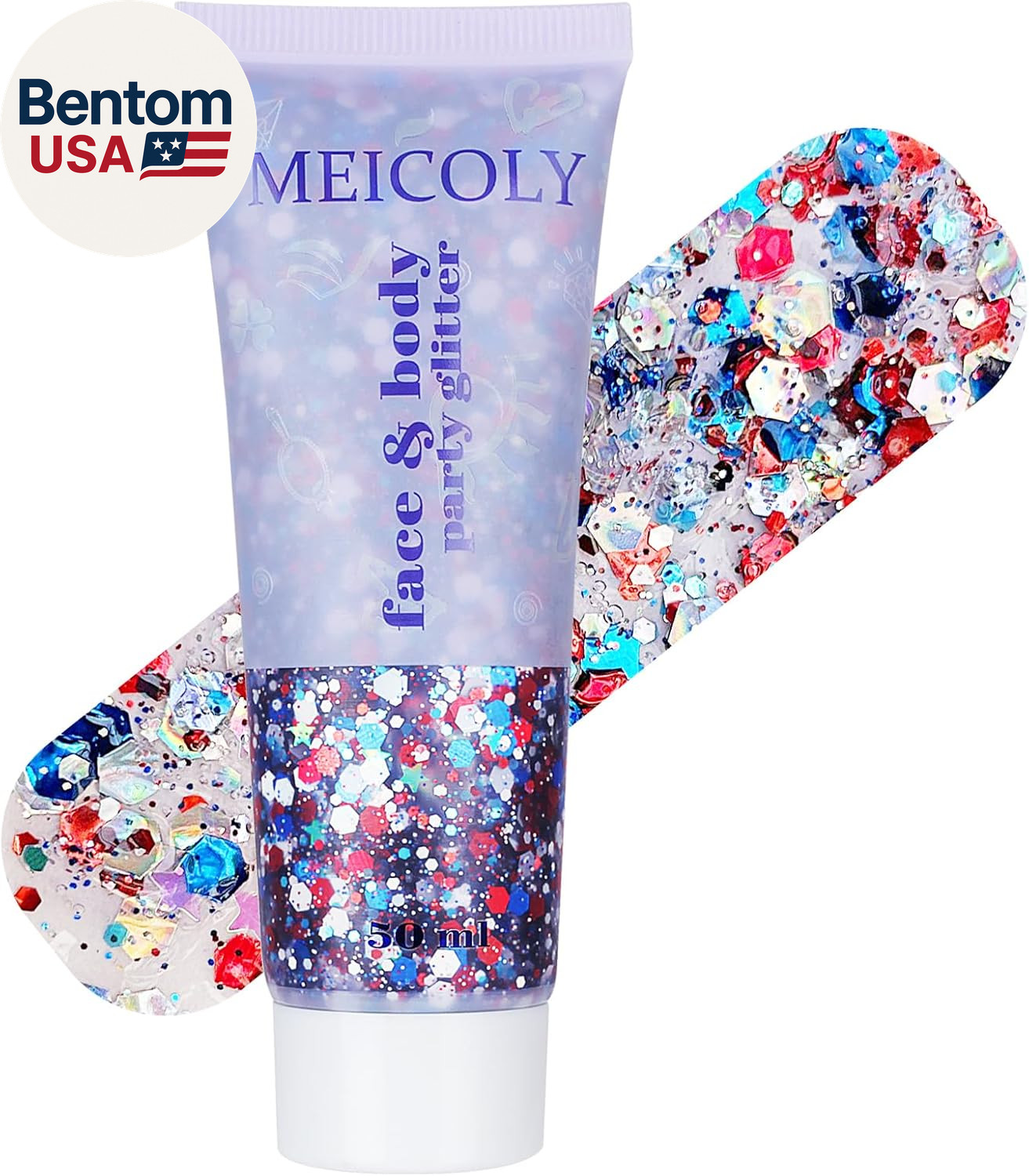 Red White and Blue Body Glitter,4Th of July Patriotic Accessories Hair Glitter f