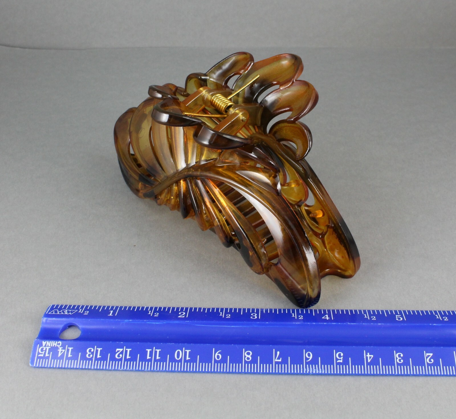 Brown Dk Brown plastic 4.75″ long barrette Big Huge hair clip claw clamp cutout