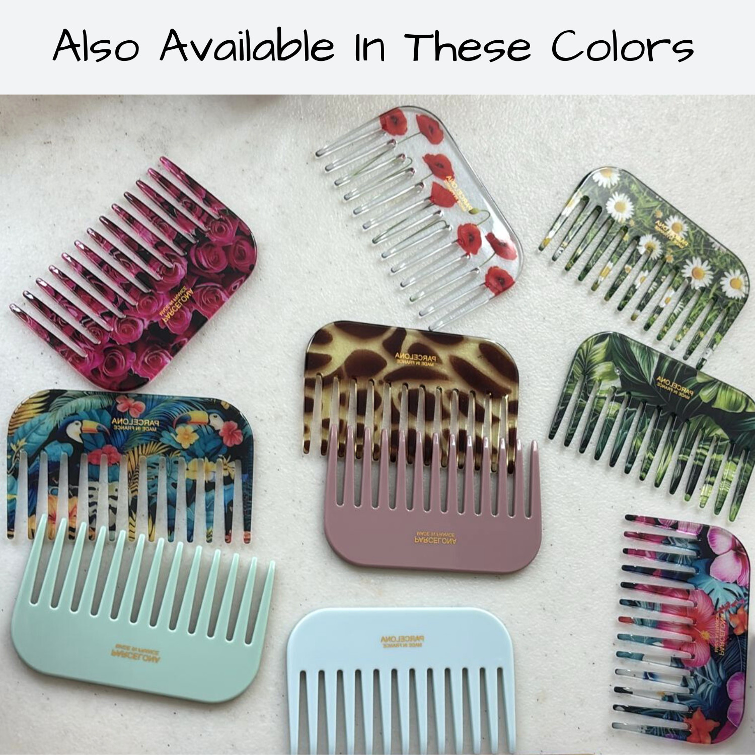 Parcelona Wide Tooth French Detangling Comb – Cellulose Acetate Hair Comb for