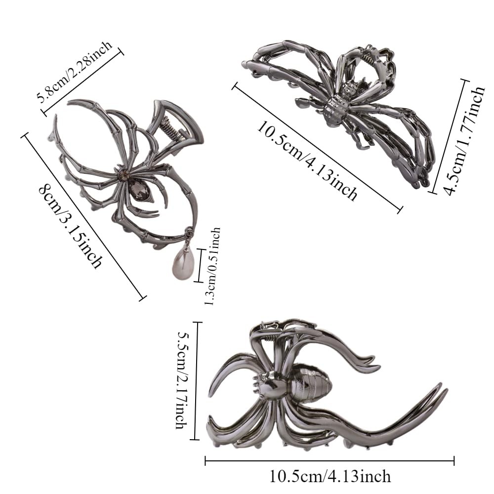 Halloween 3PCS Spider Hair Claw Clips Hair Accessories for Women Girls, Gothic B