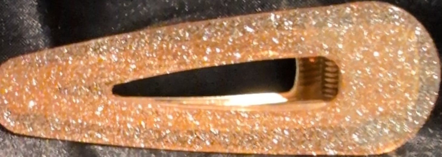 Gold Glitter Oval Hair Clip, Metal Acrylic Women’s Hair Accessory #183