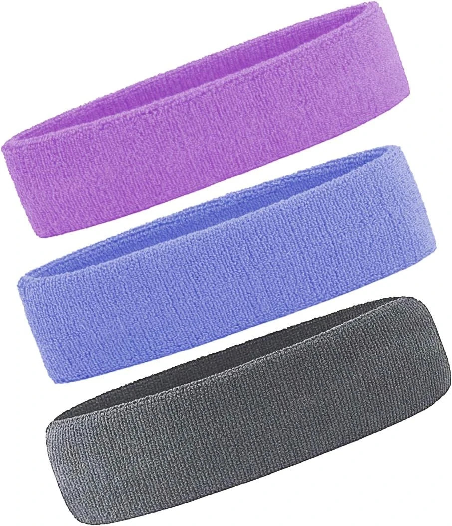 3 Pack Men & Women Sweatband Headband Terry Cloth Moisture Wicking for Sports Te