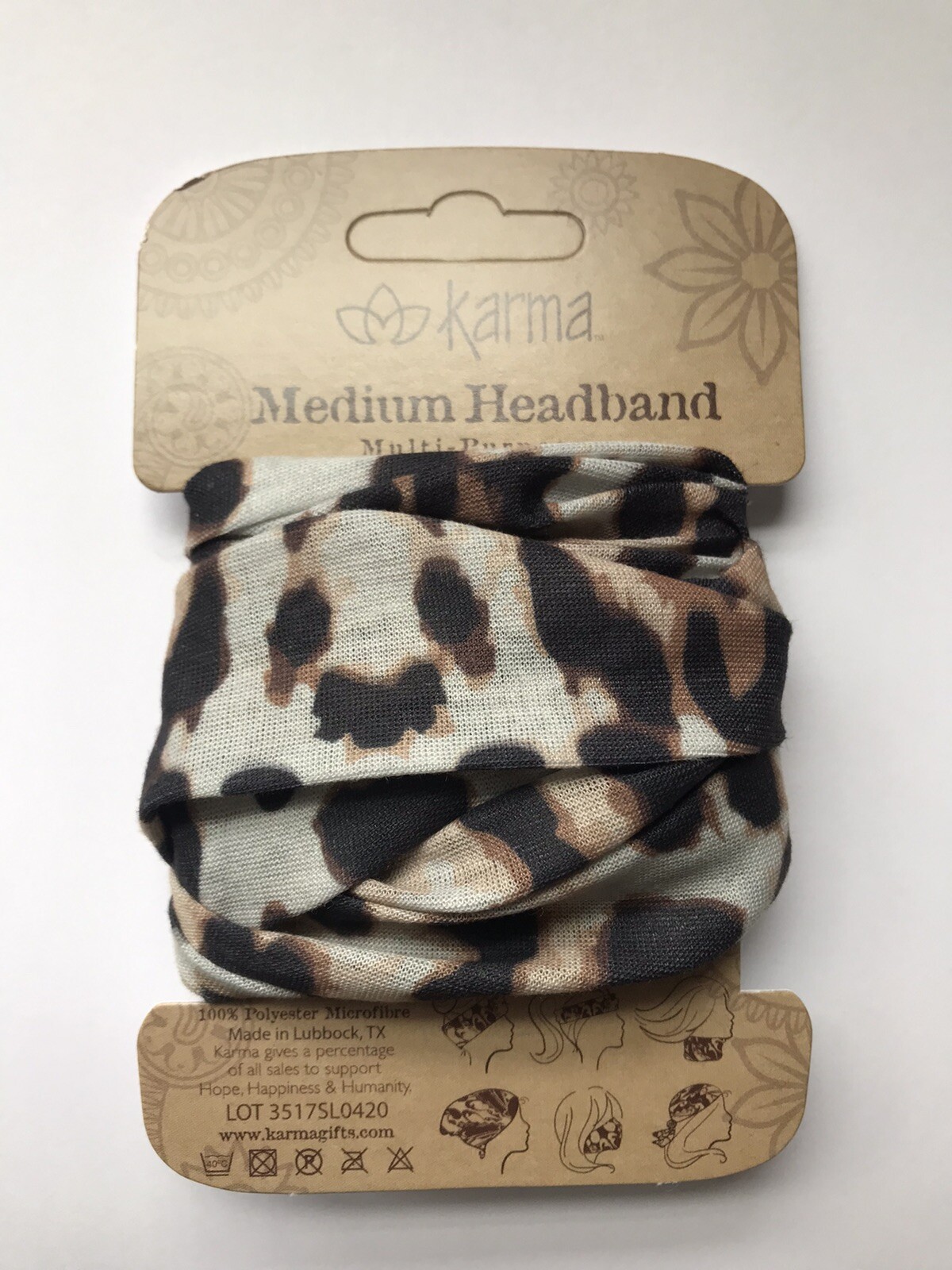 BROWN LEOPARD medium headband by Karma Gifts boho bandeau natural life cat full