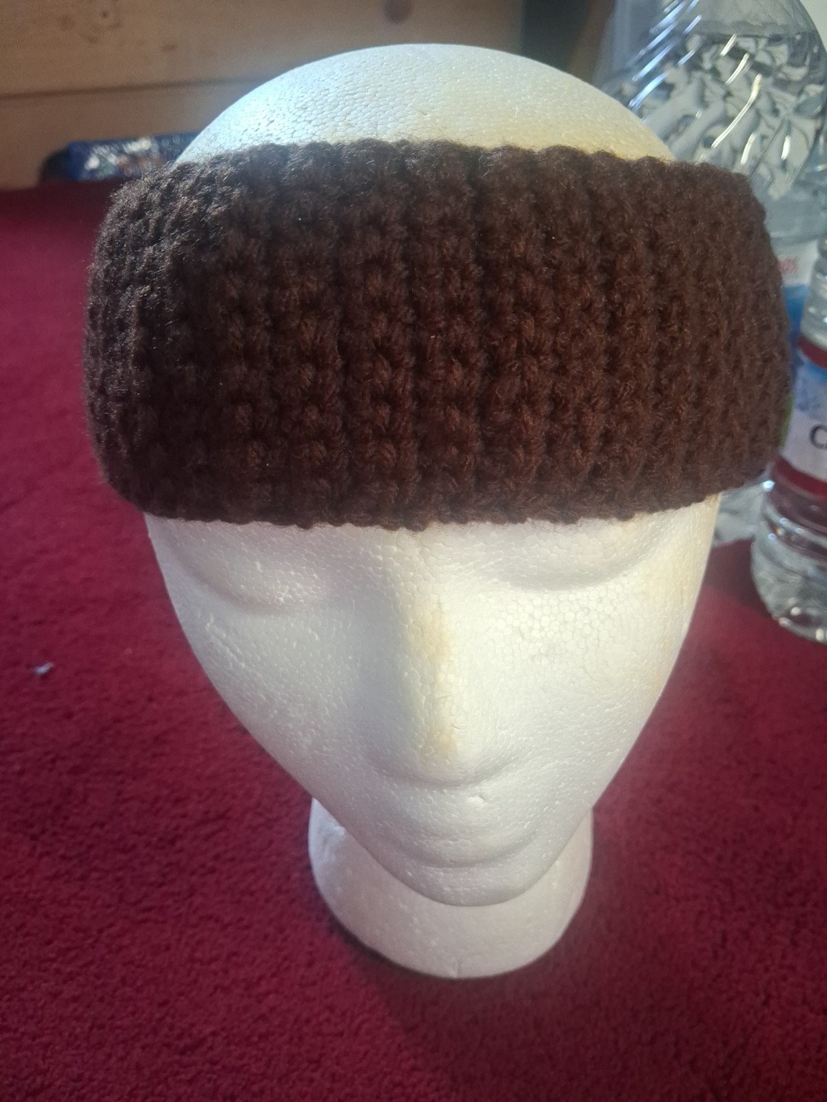 A Brown Handmade 22 Inch Headband Handcrafted Brand New Crochet Acrylic Item