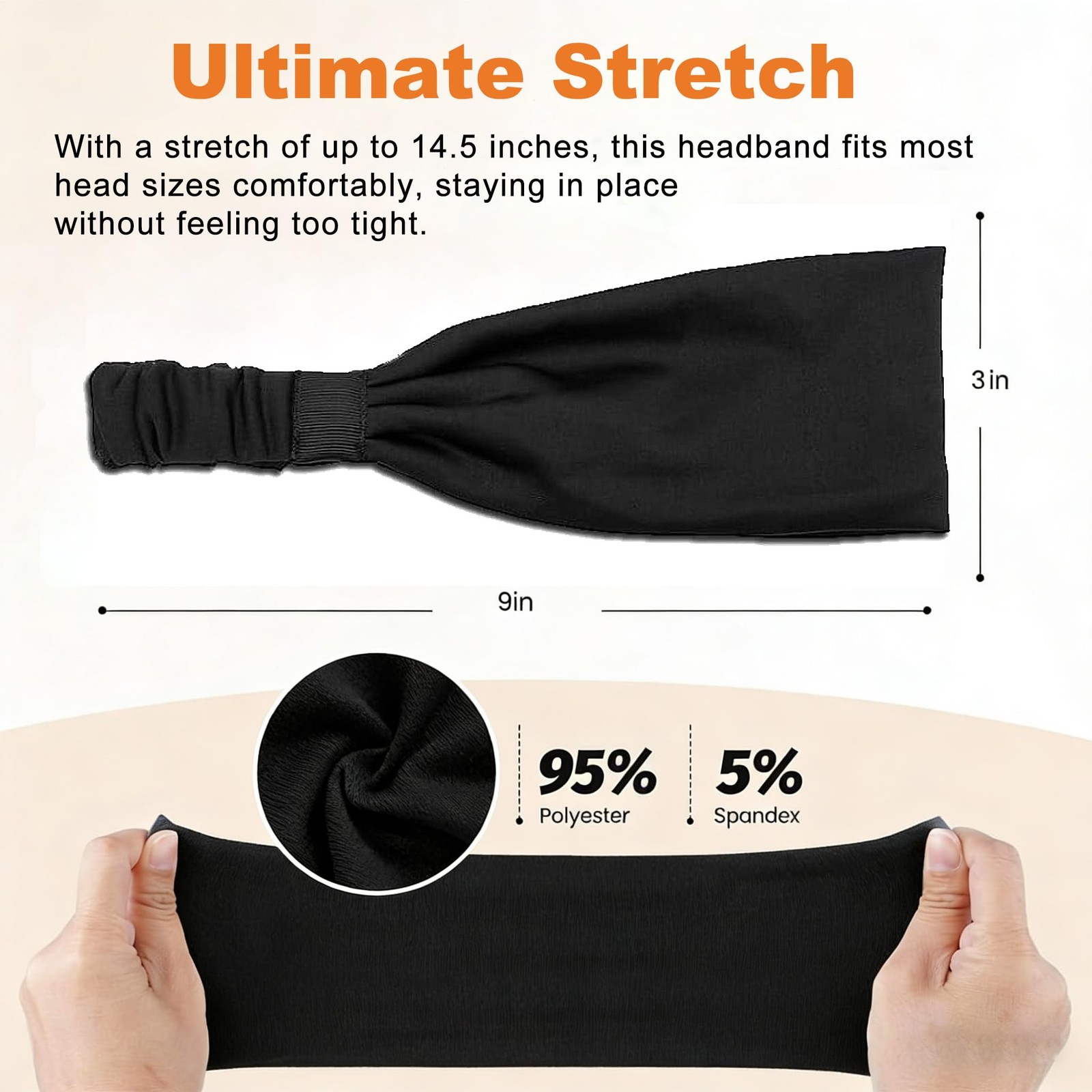 5 Pack Workout Headbands Women Sweat Absorbing Sport Soft Elastic Yoga Band