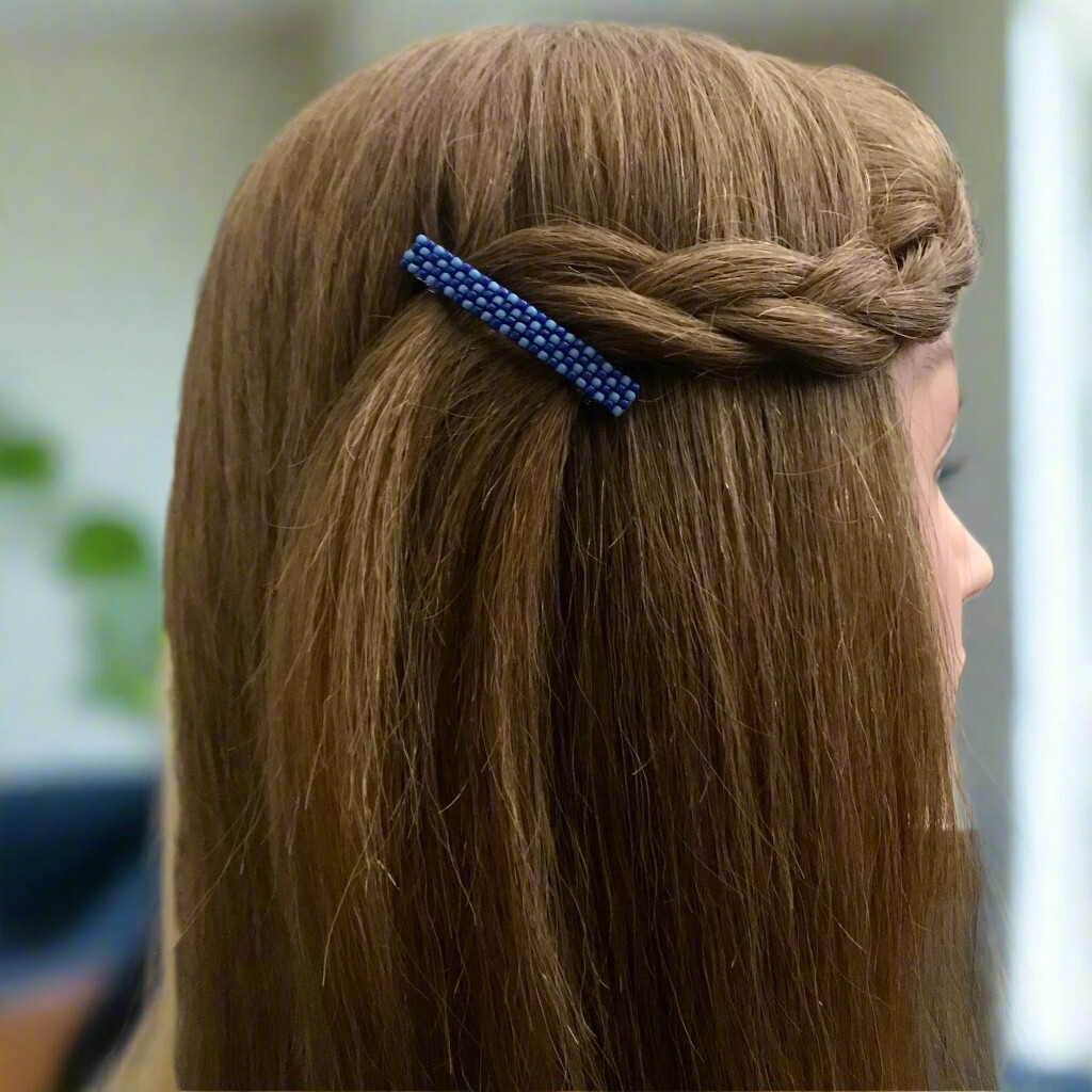 Blue Mix Small French Style Barrettes, Multi Color, 50mm