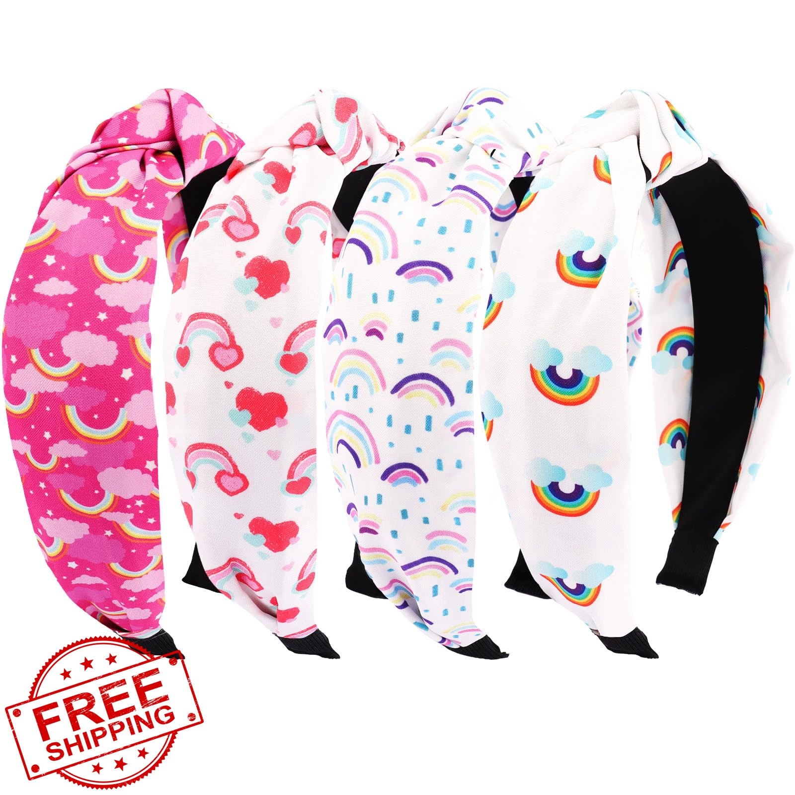 KICOSY Rainbow Knotted Headbands 4PCS
