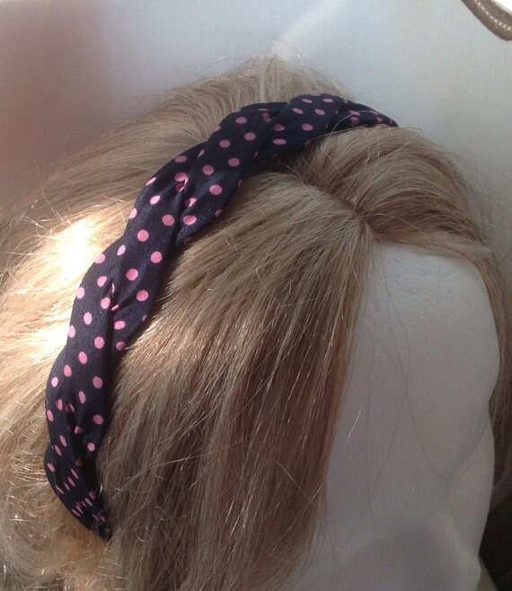 Pick 1 – Braided Polka Dot or Stripped Fabric Headband