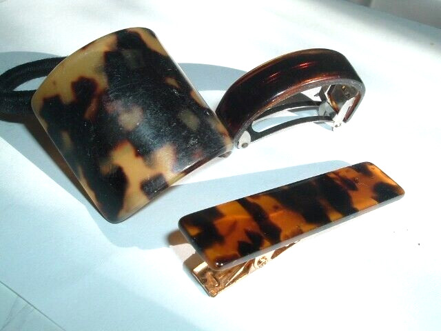 French Luxe Hand Made in France Tortoise Clip and 2 Ponytail Holders