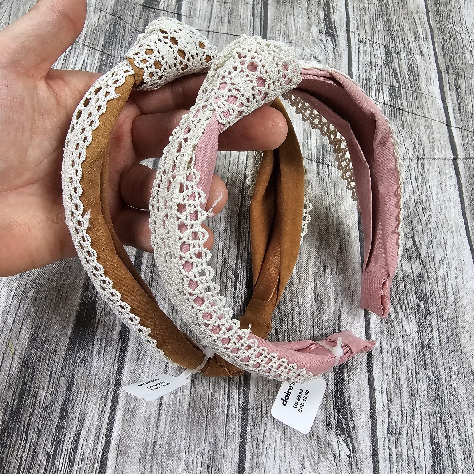 NEW! Lot Of 2 Pink Brown Claire’s Doily Headband Christmas Birthday Prom Costume