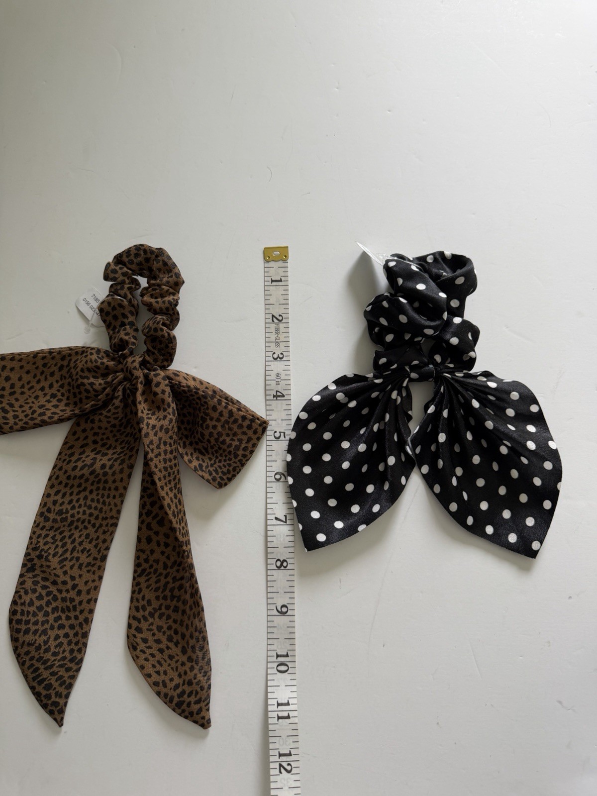 New Urban Outfitters 2 Bow Scrunchies Polka Dots Black White & Leopard Brown UO