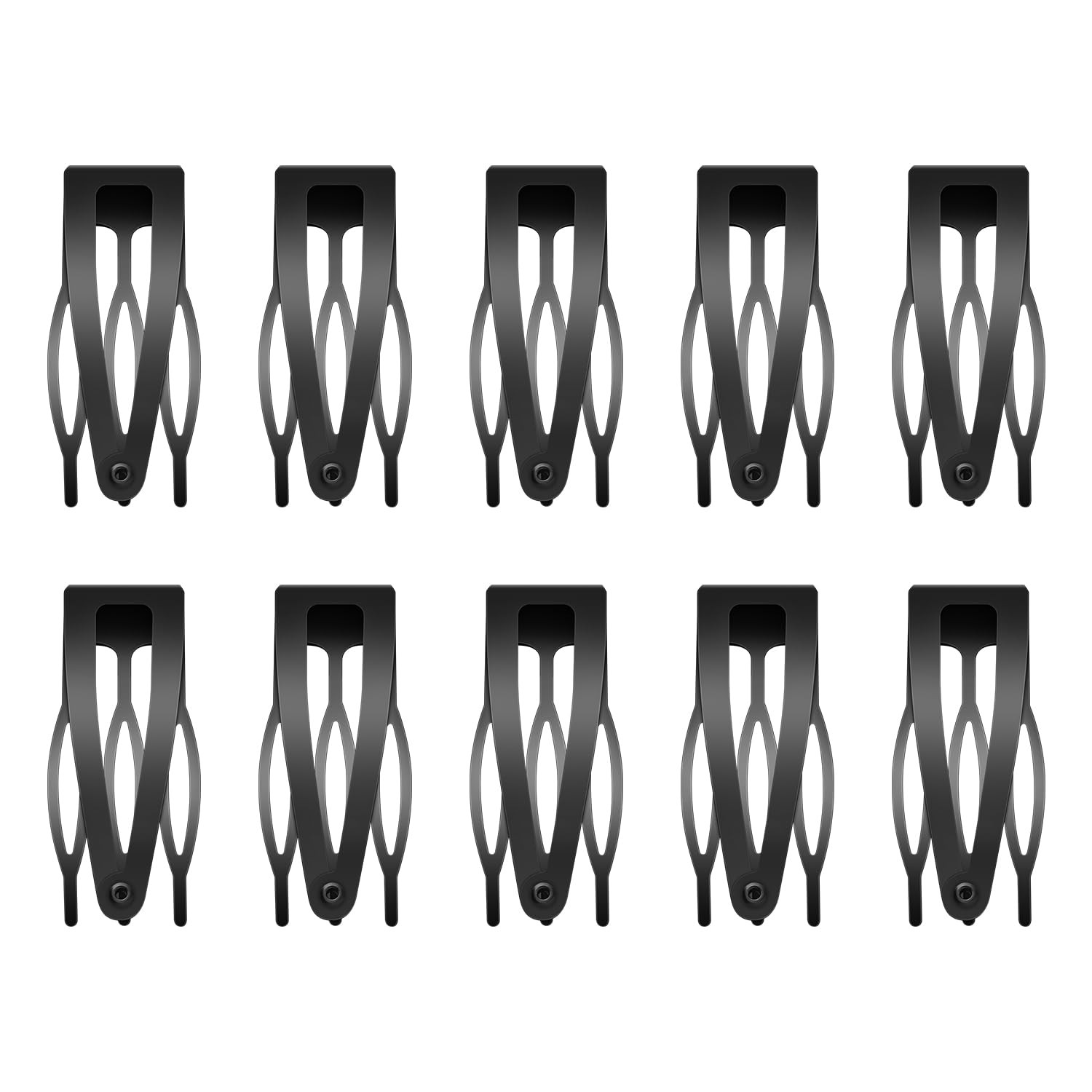 10PCS Double Grip Hair Clips Metal Snap Barrettes Salon Hair Accessories Black