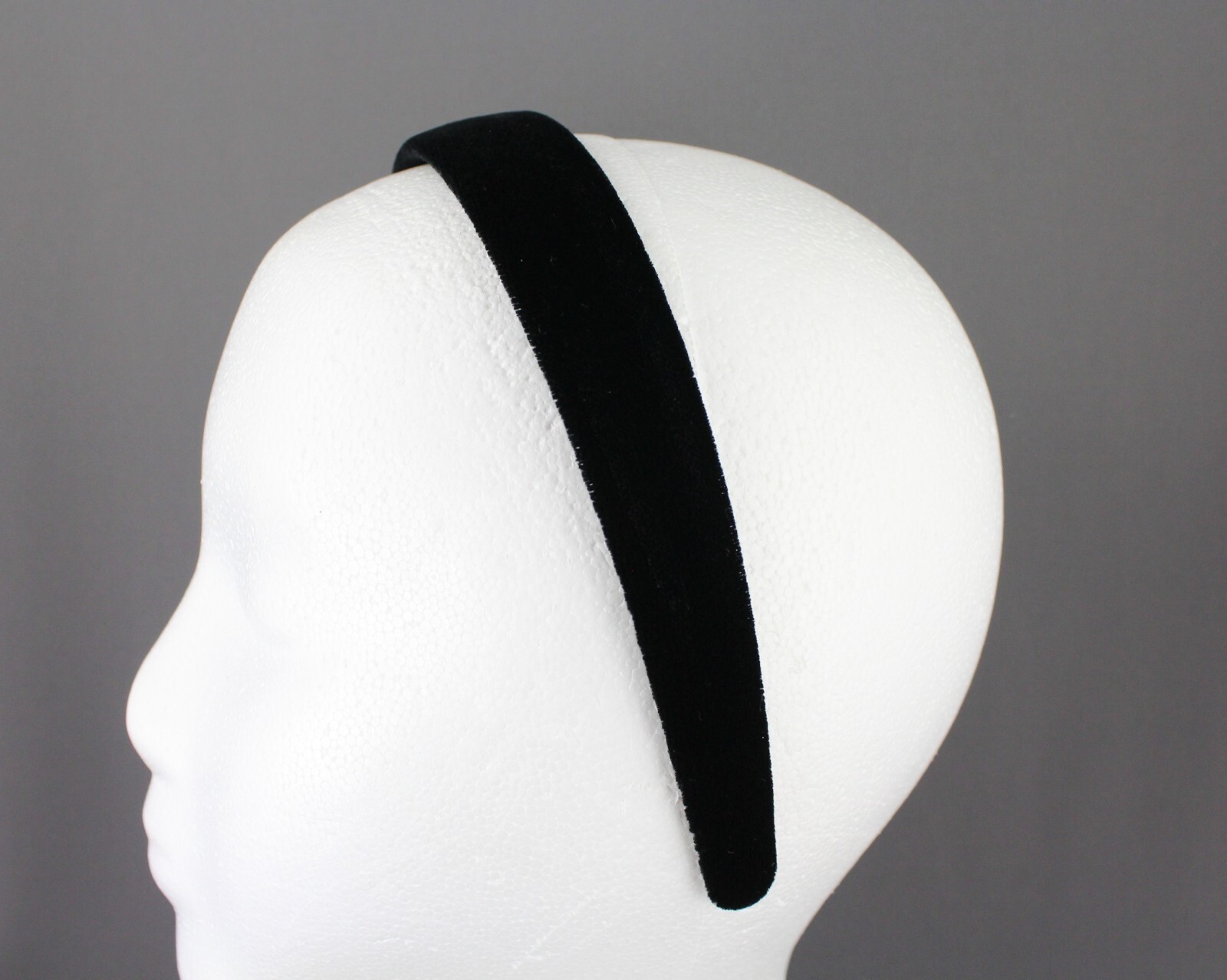 Black velvet headband soft velour hair band accessory 1″ wide plain classic
