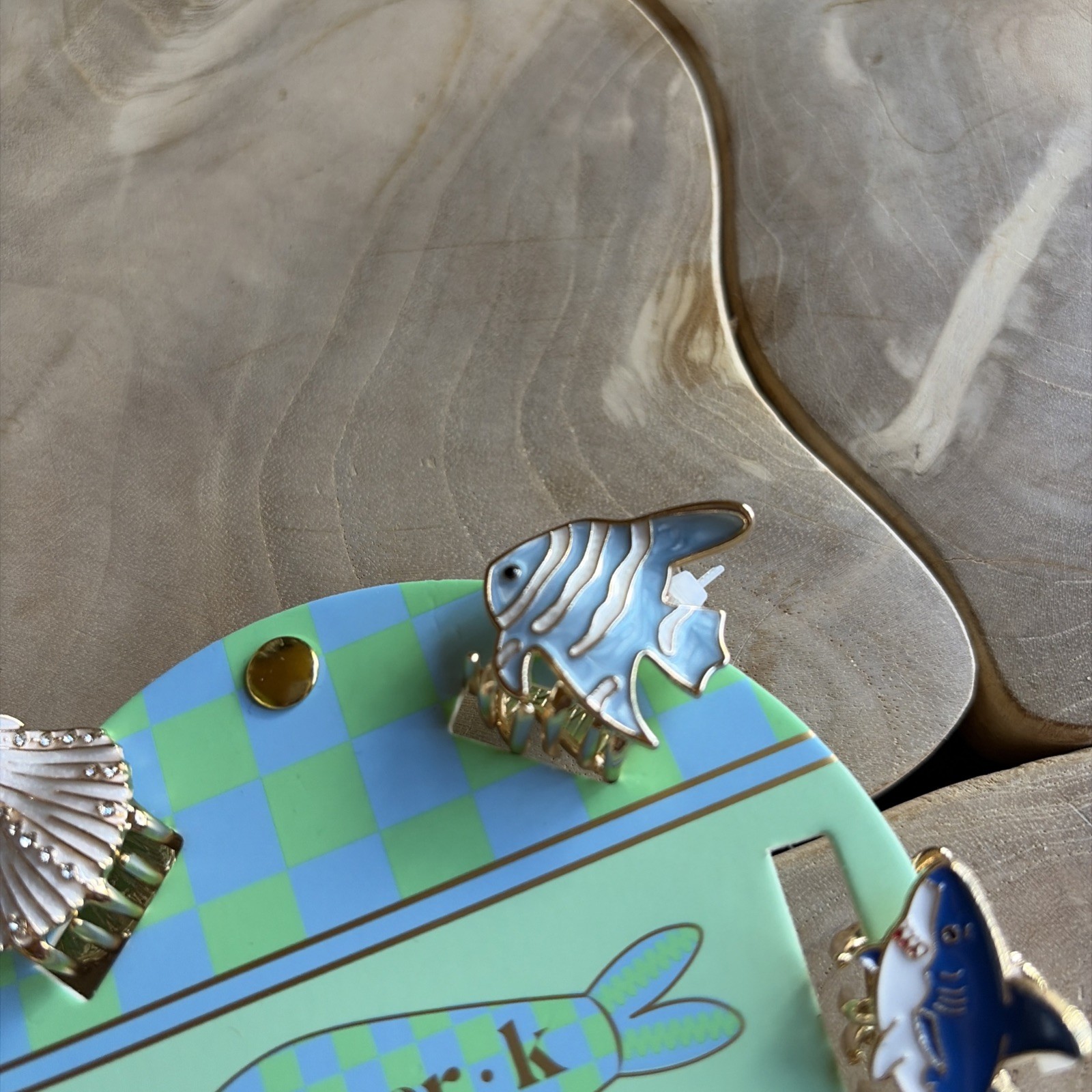 Piper K Ocean Sea Life Hair Clip Fish Shark Starfish Shell Crab Enamel 6pc
