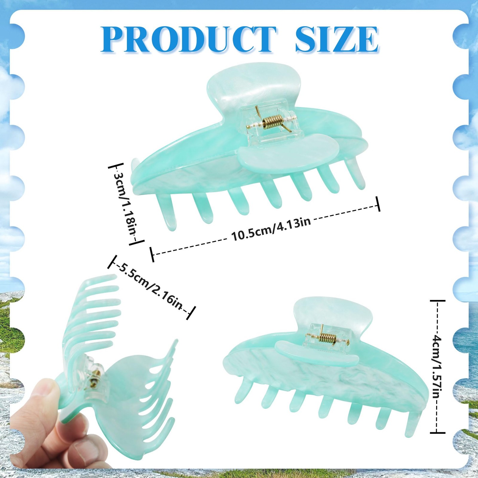HAIMEIKANG 3 Pcs Acrylic Hair One size, Light Blue, Green, Pink