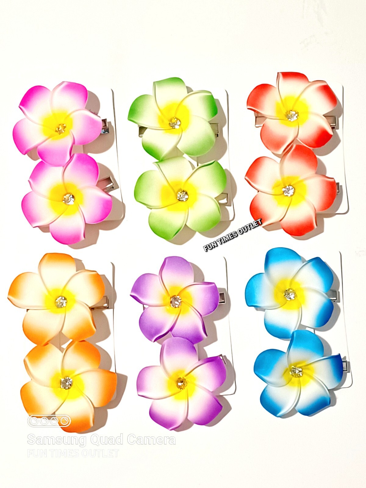 12 Plumeria Flower 6 Sets Wedding Hair Clips Bridal Quinceanera Favors Hawaiian