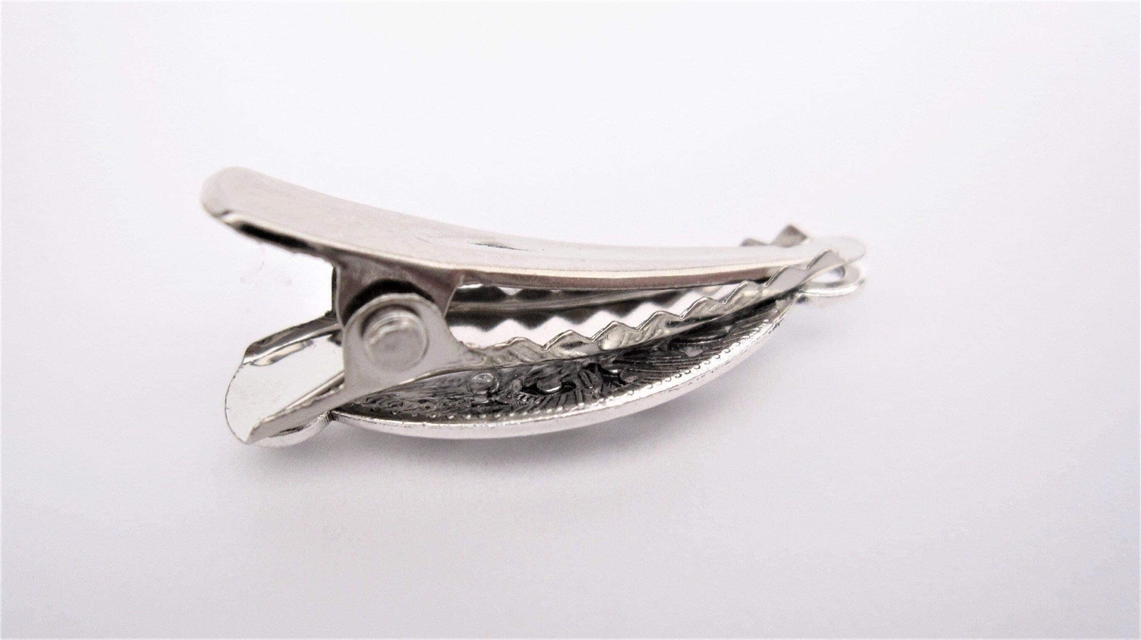 2 small silver scroll and flower metal alligator hair clip for fine thin hair