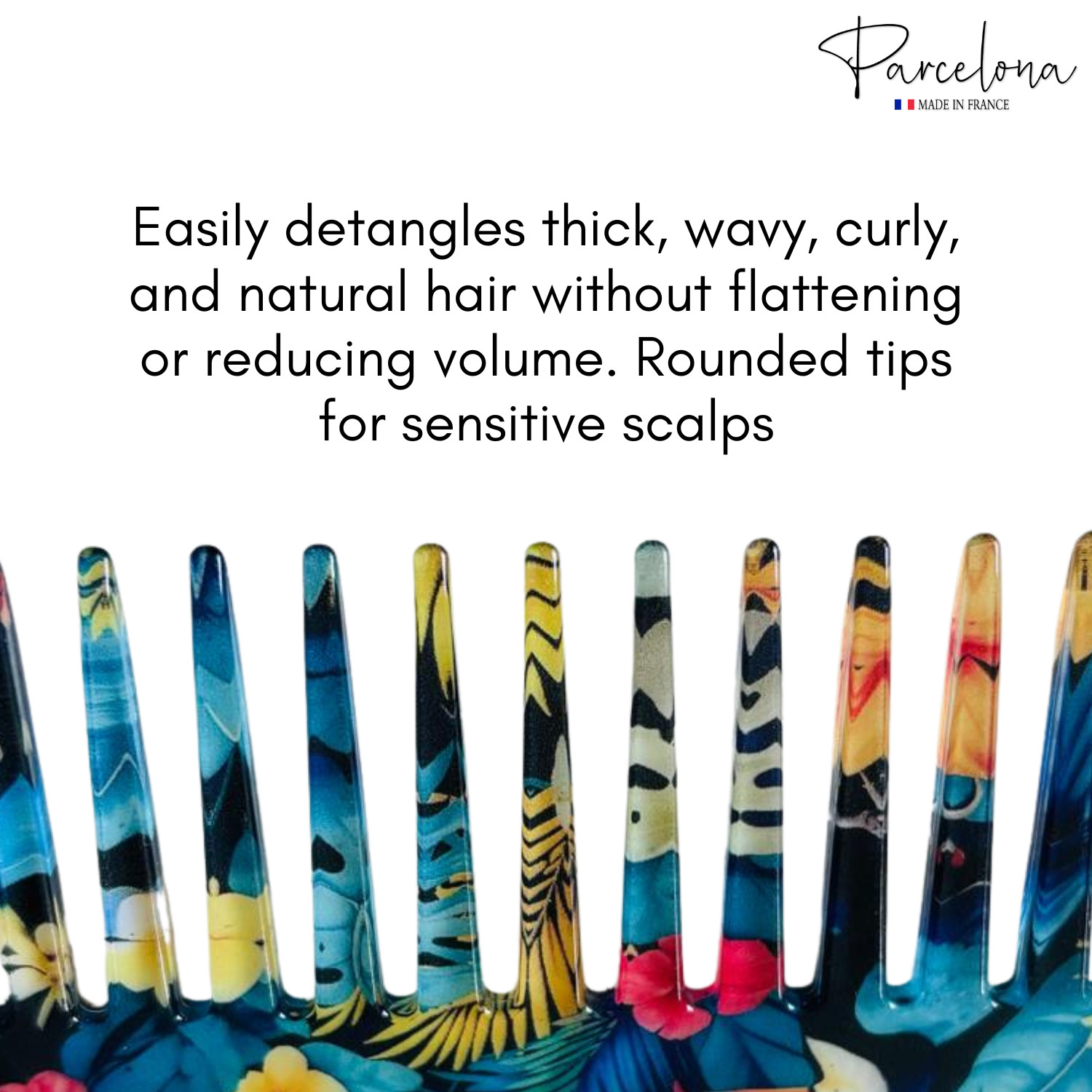 Parcelona Wide Tooth French Detangling Comb – Cellulose Acetate Hair Comb for