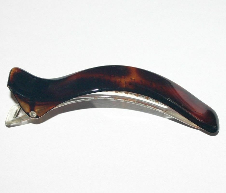 Navarro Hair Beak Long Large Claw Alligator Clip Teeth Brown New Made in France