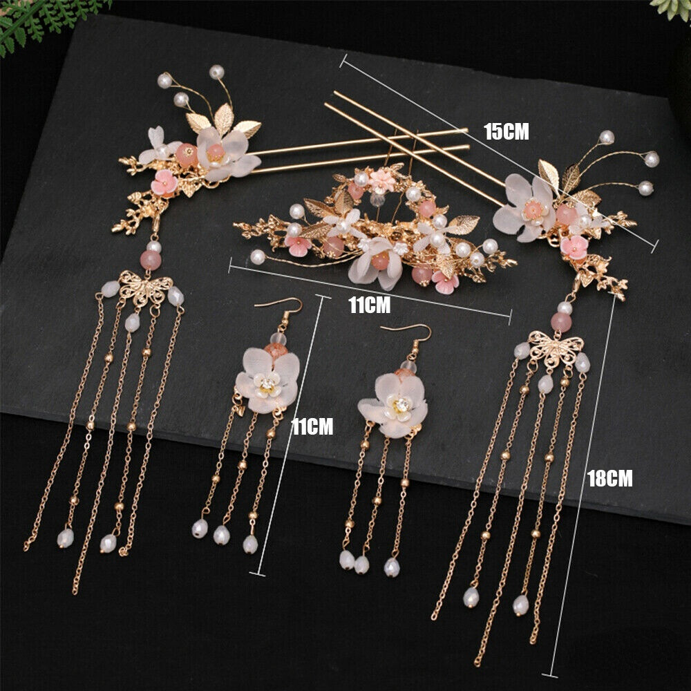 Handmade Chinese Hairpin Set Hair Comb Hair Stick Earring Hanfu Accessory Decor