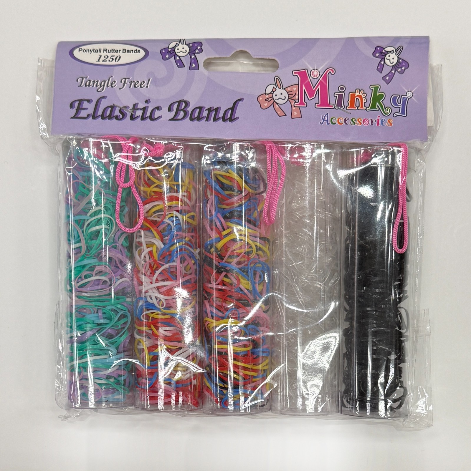 Set of 1250 Tiny Hair Plastic Elastics in Tubes *USA SELLER*