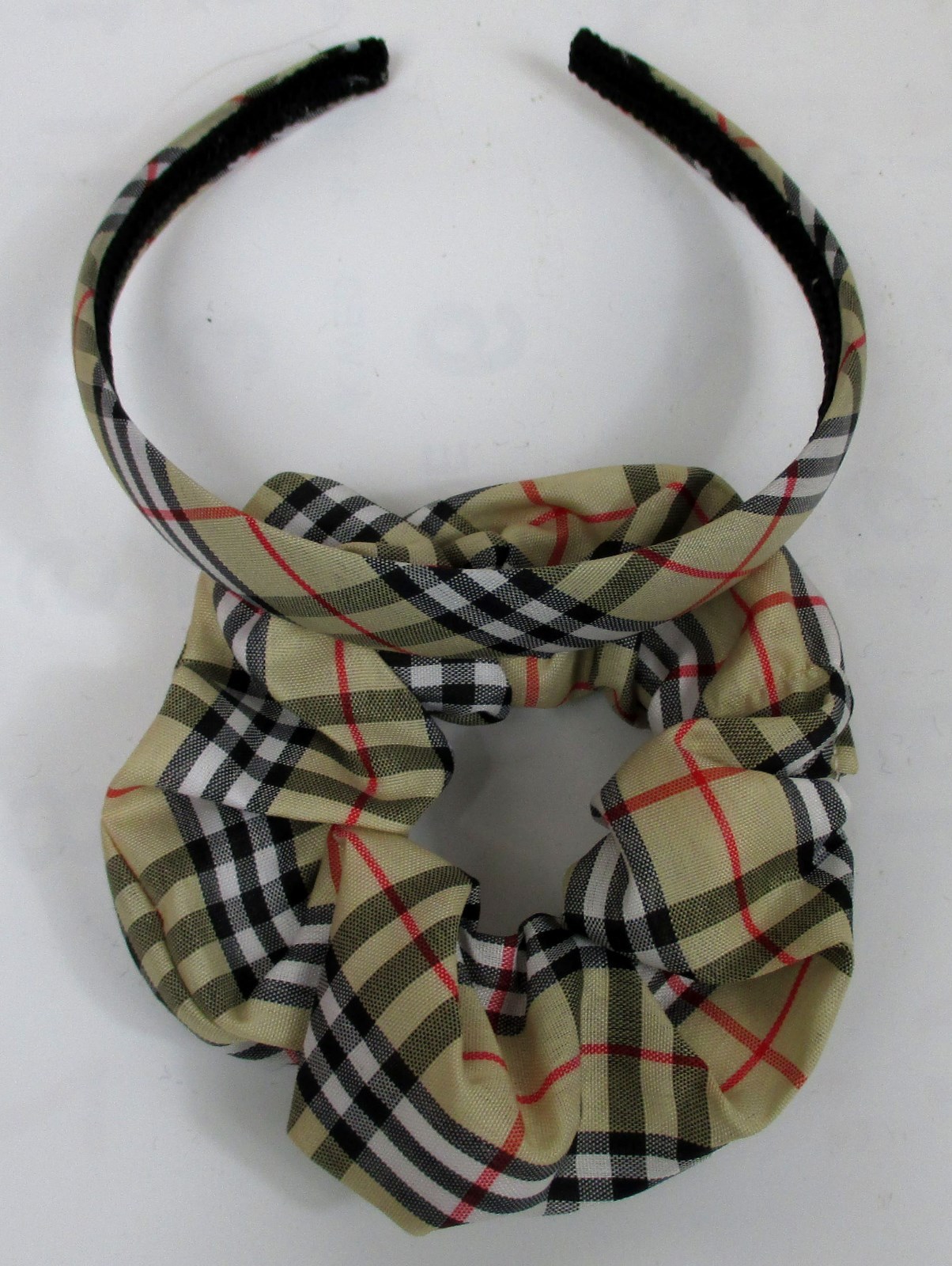 CHOOSE COLOR–“Check Design” Satin Headband(3/4″) & Sccuncci Set-ES231