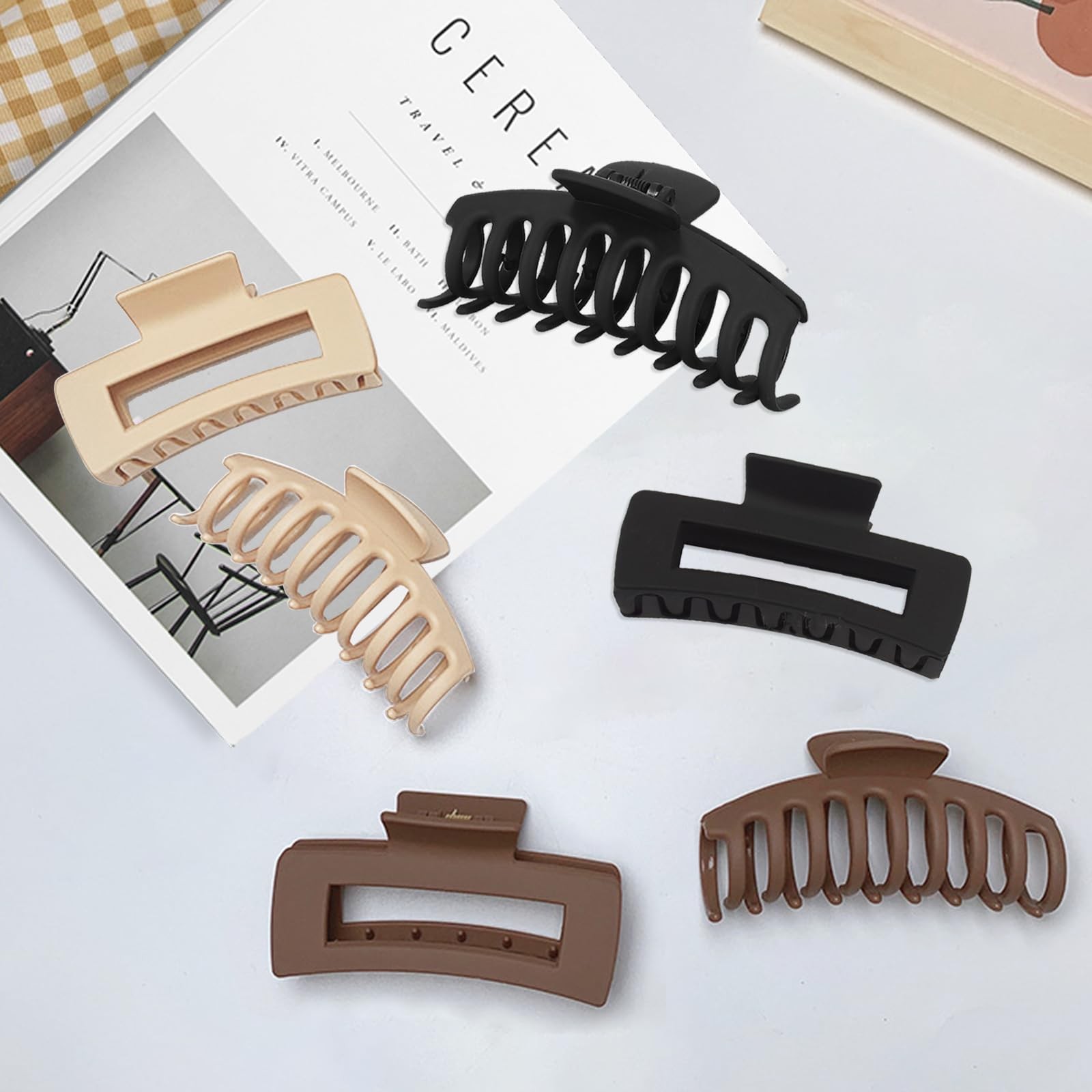 Seapaw 6 Pack Claw Clips Hair 4 Inch 1 Count (Pack of 6), Black, Brown