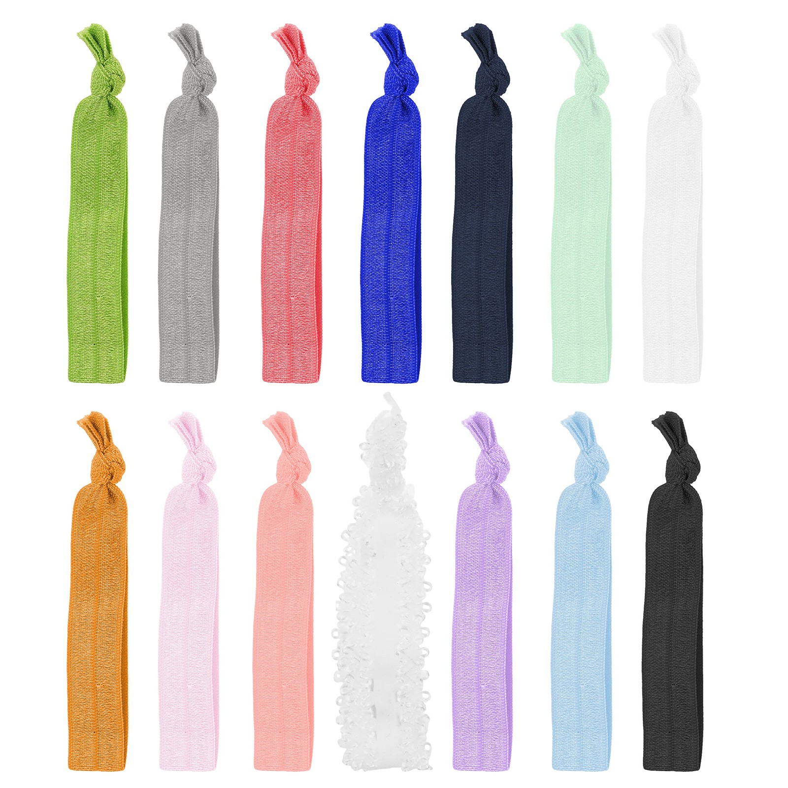 No Crease Ribbon Hair Ties for , 100 Pack Knotted Fold Over Elastic Cloth Pon…