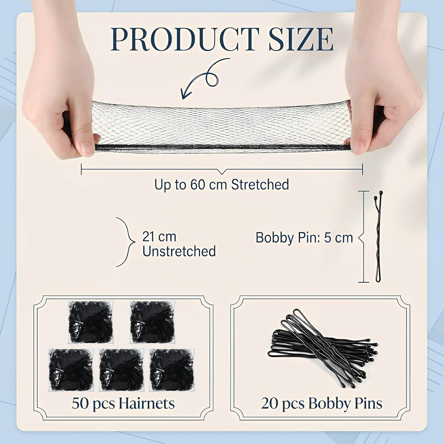 Bun Hair Net, 50 Pcs 24 Inch Black Hair Nets for Food Service Workers Invisible