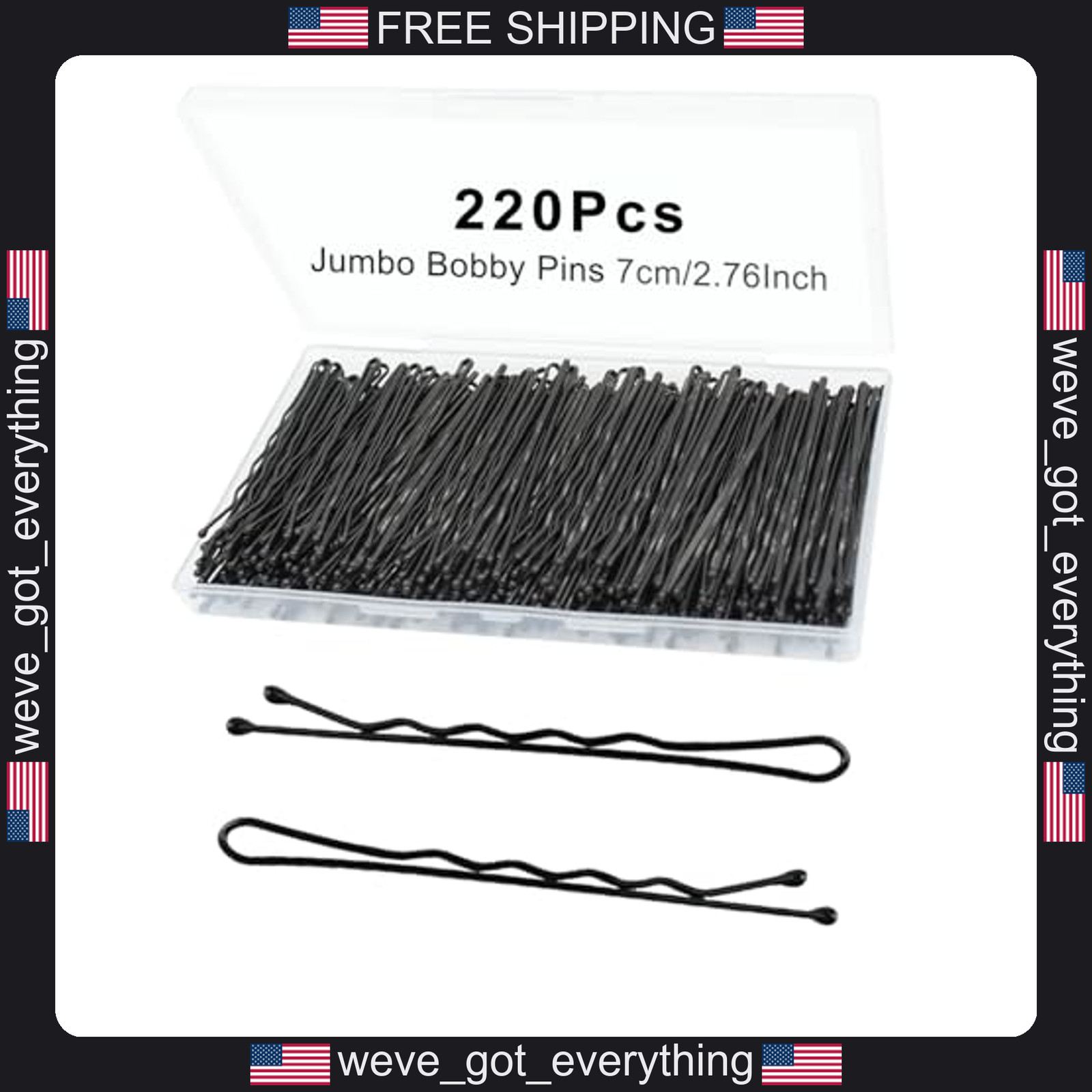 220 Pack Large Black Bobby Pins for Women and Hair Styling