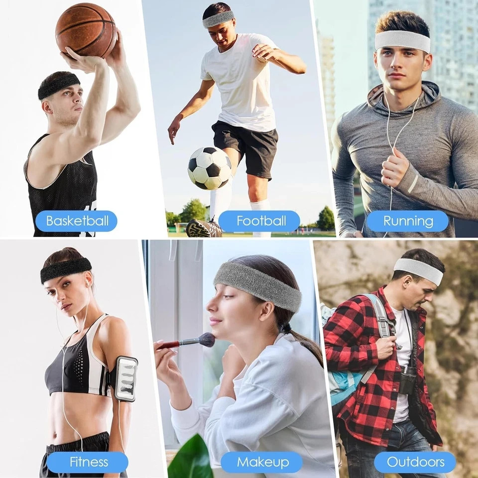6pack Sports Headband Yoga Gym Sweatband Women Men Hair Bands Same Day Shipping