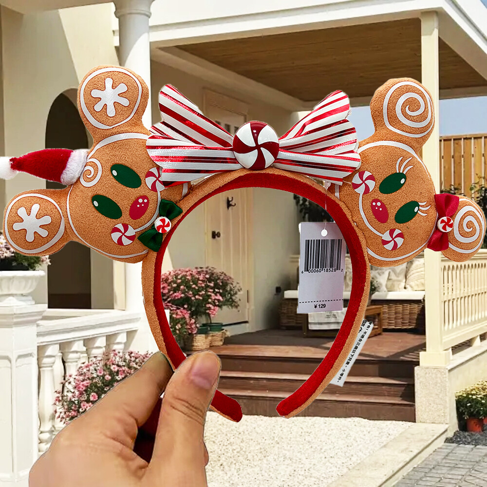 Christmas Gingerbread Disney* Parks Minnie Mouse Ears Bow Holiday Headband US