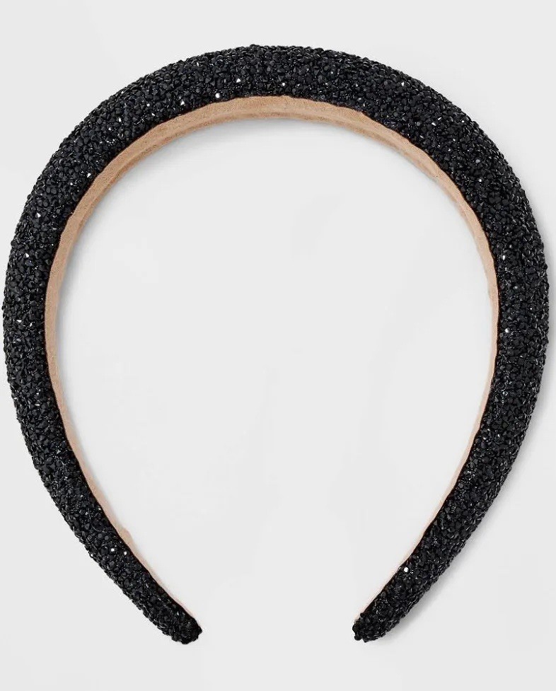 A New Day Stone Tape Headband Black Glitter Eco-Friendly Oval