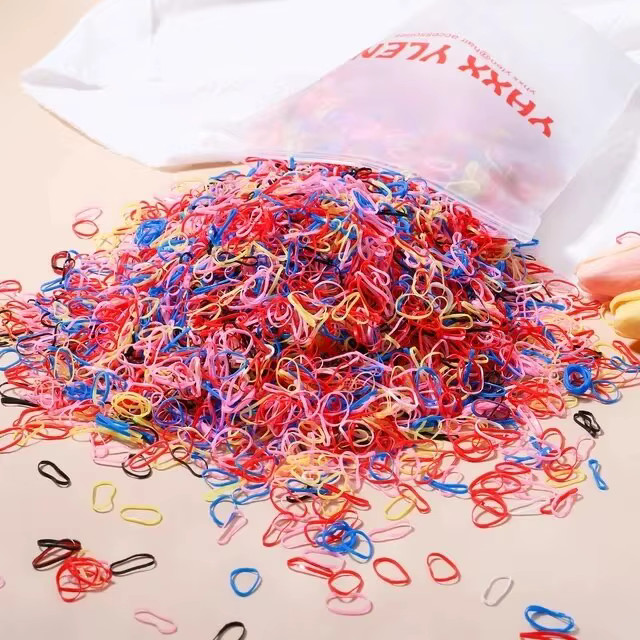 1000Pcs Colorful Small Disposable Hair Bands Scrunchie Girls Elastic Rubber Band