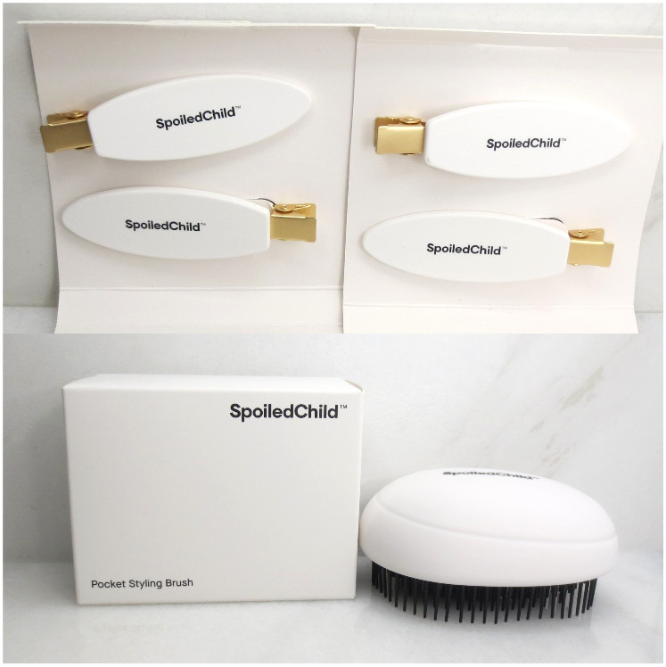 SPOILED C. POCKET STYLING BRUSH + NO CREASE HAIR CLIPS 3PCS LOT