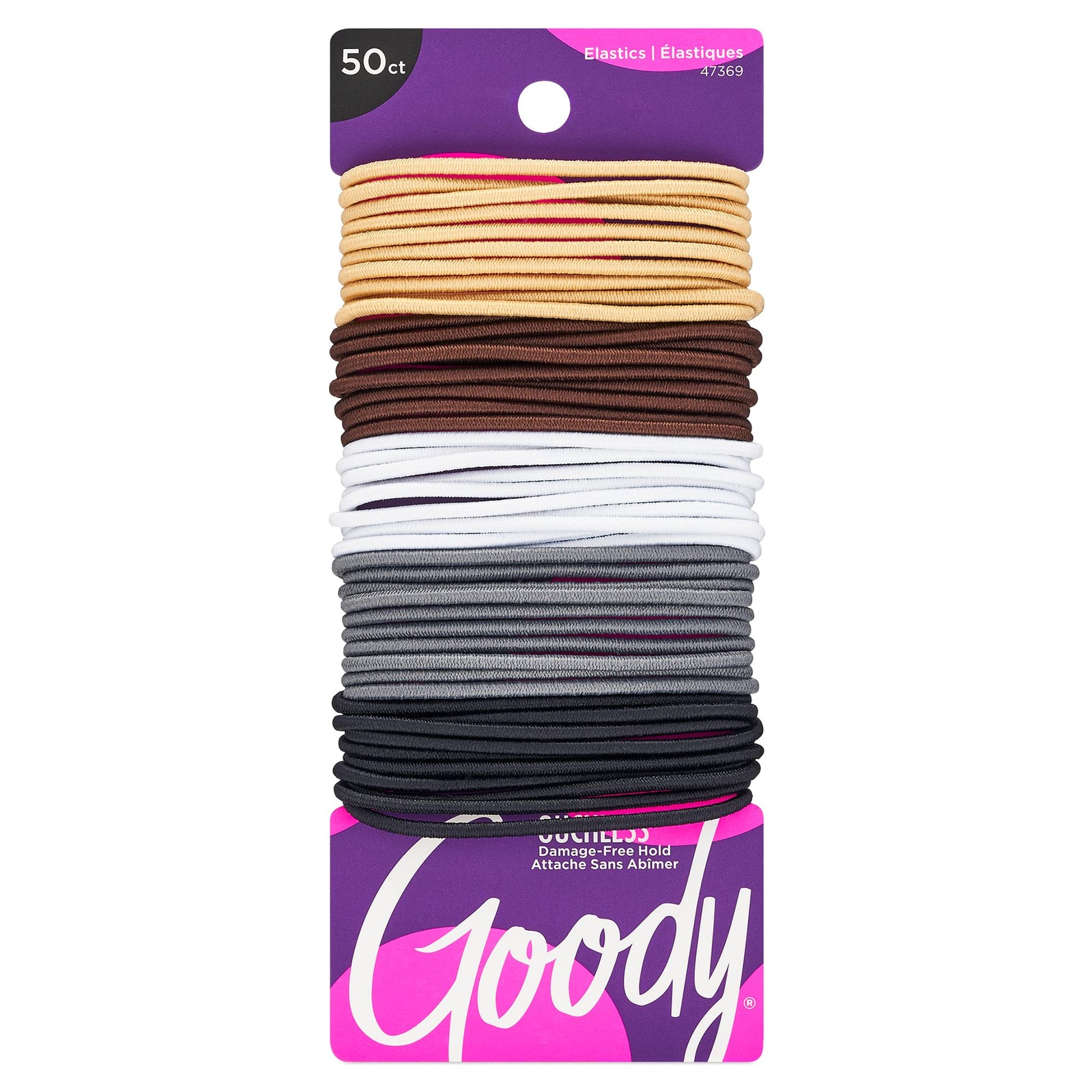 Ouchless Elastic Hair Ties – 50 Ct, Assorted Neutrals, 2MM Bands for Hair, Pa…