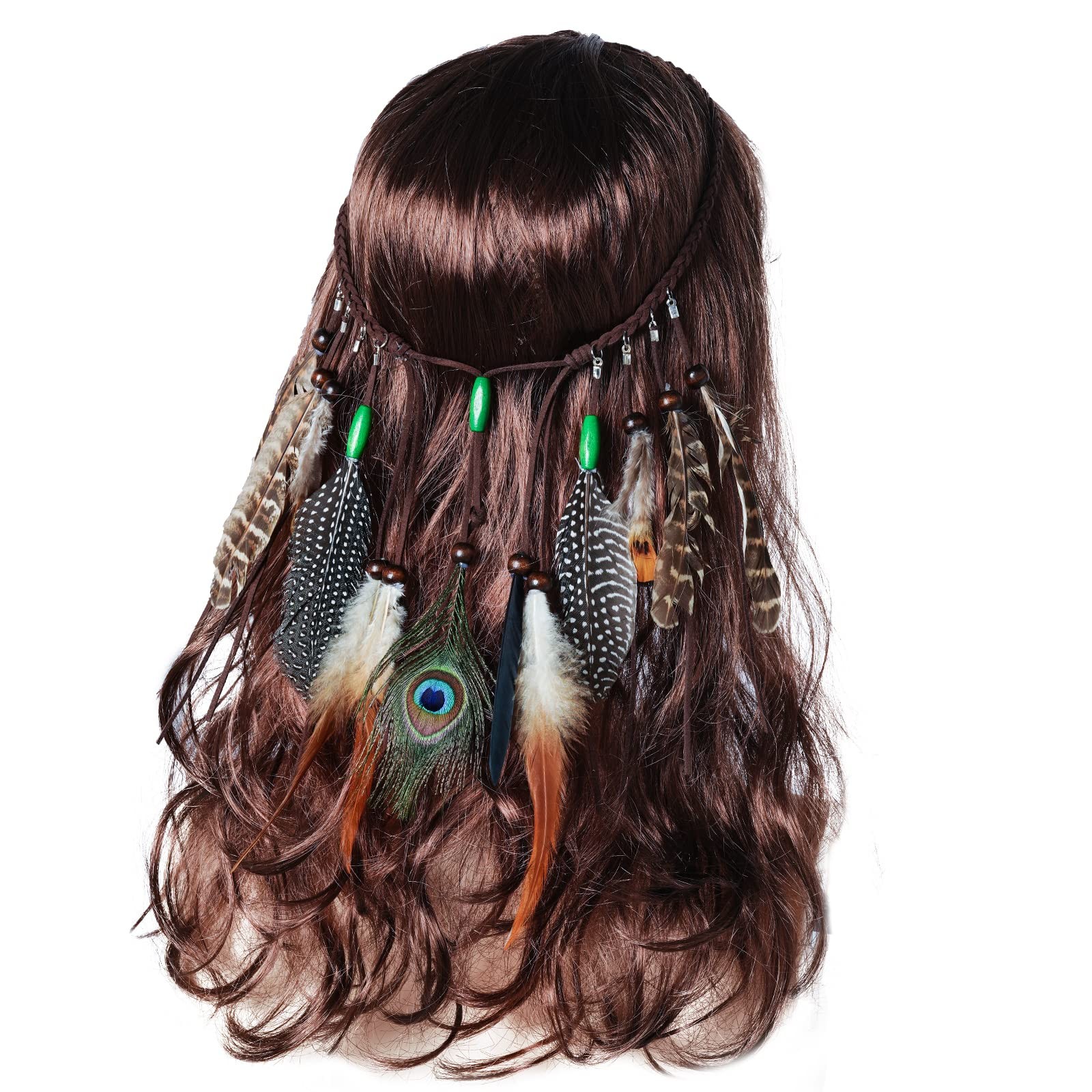 Native American Feather Boho Headband for Women Festival Costumes Head Dress