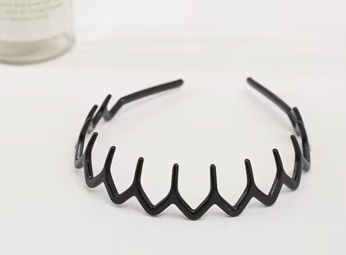 Black Brown Zigzag Plastic Headband Geometric Shape Hair Accessory for Women
