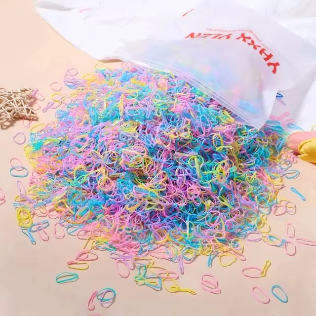 1000Pcs Colorful Small Disposable Hair Bands Scrunchie Girls Elastic Rubber Band