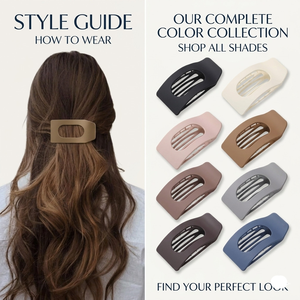 Flat Hair Clips for Women 8 Pack Matte Rectangle Claw Clips Strong Hold No Slip