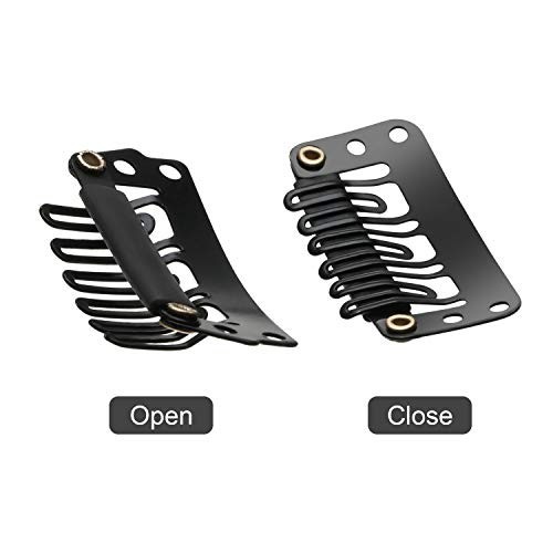100 Pcs 32mm Hair Extension Clips 6 Teeth Wig Accessories Soft Rubber Metal Snap