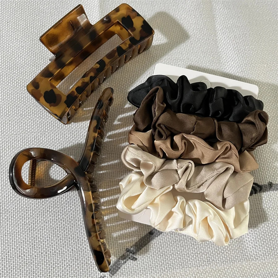 Vintage Leopard Print Large Hair Claw Clip Secure Hold Updo Accessory