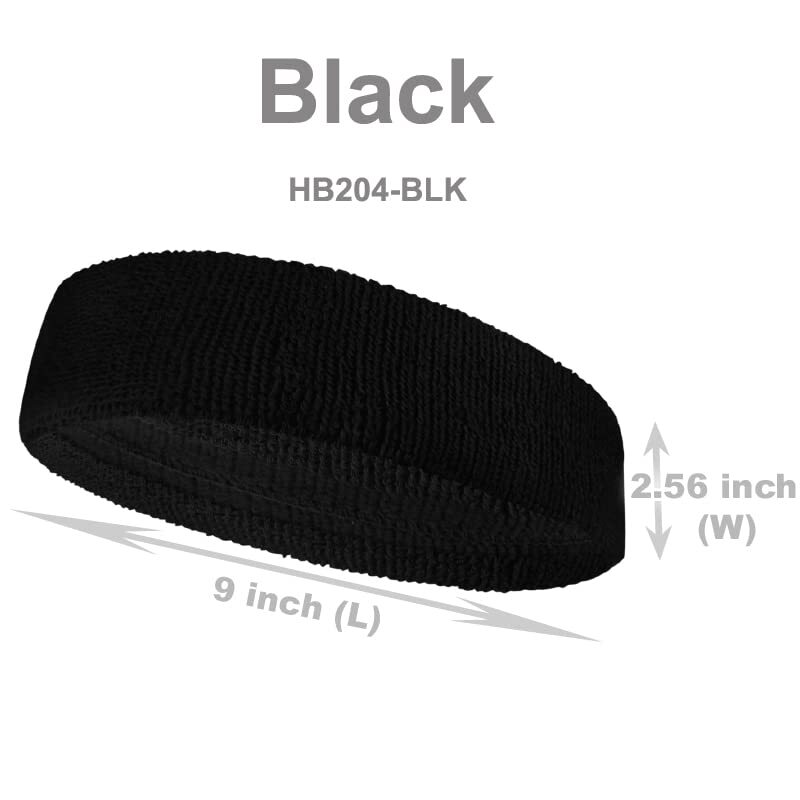 COUVER HB204 Wide, Long & Thick Sports Sweat Headband for Large Head, 1 PC Top