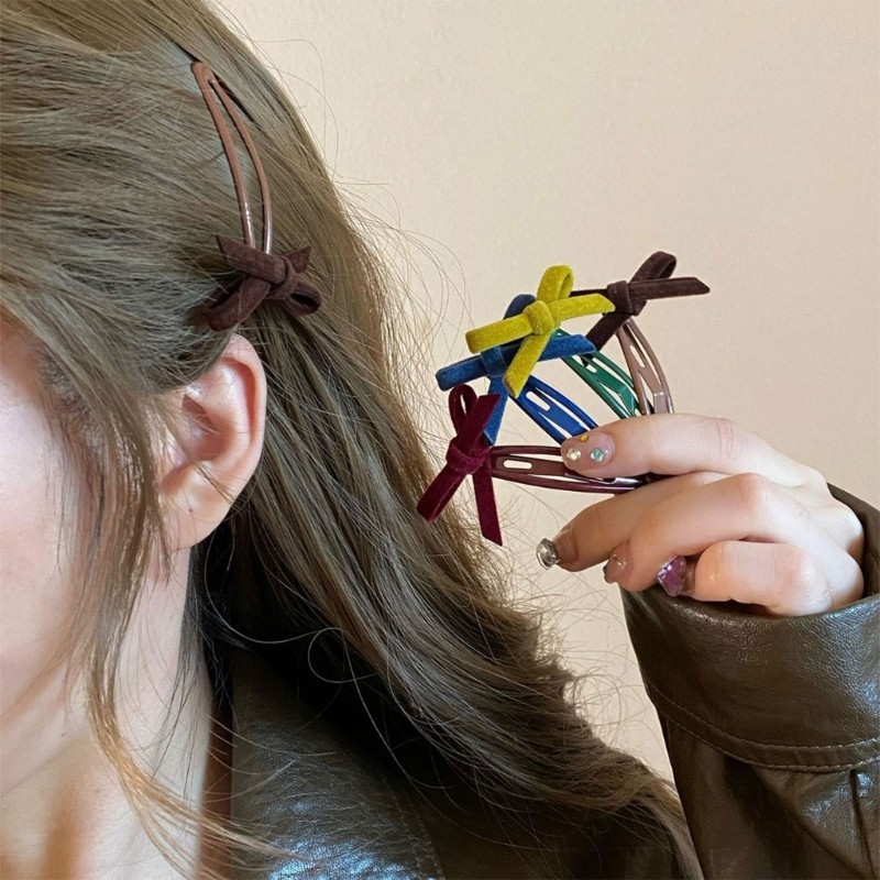1 Pair Velvety Hair Bowknot Clip Fashionable Hairpin for Daily Special Occasion